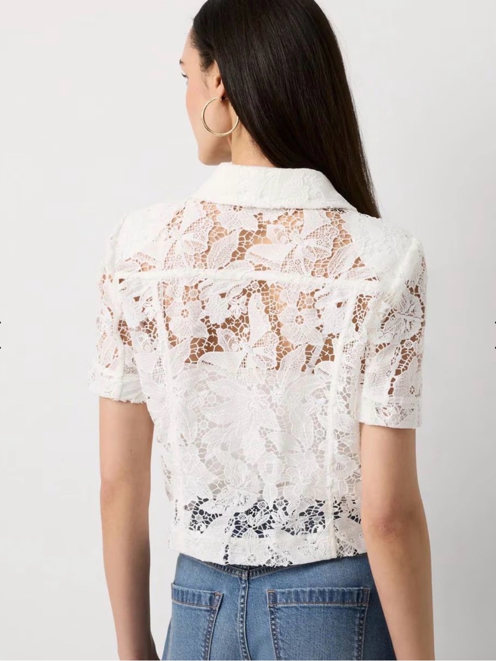 WHBM White Lace Short-Sleeve Jacket